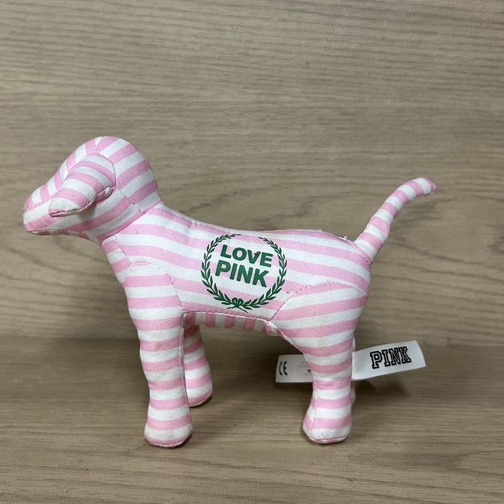 Victoria's Secret "Love Pink" Plush Dog Retired Y2K Vintage Striped